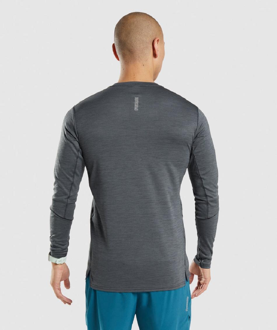 Long Sleeve Męskie Gymshark Speed Czarne Szare | PL 3703NWY